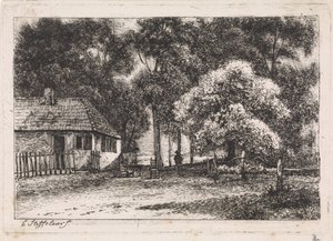 Hus mellem træer Femte suite (serietitel) af Cornelis Steffelaar