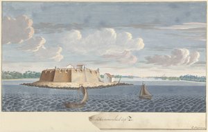 Fort Hammenhiel (Hummenil) i Ceylon, set fra havet Fortres Hammenhiel fra havet (titel på objekt)