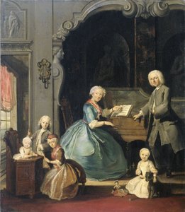 Familiegruppe nær et cembalo, 1739 af Cornelis Troost
