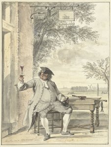 Hvilende rollator foran kroen De Mosse Knip af Cornelis Troost