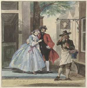 Scenescene fra Pefroen med fårehovedet af Cornelis Troost