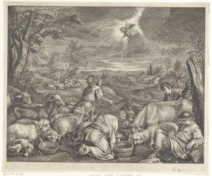 Abraham blade til Sichem / Proklamation til hyrderne af Cornelis Visscher (II)