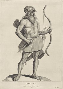 Herulian Herulus (titel på objekt) Oude hier woonachtige volken (serietitel) Peplus eller goterne, vandalerne, schwaberne, heruli, gepiderne, markomannerne og de gamle firedobbelte billeder fra de antikke monumenter og Marcus Zuerius Boxhornius museum (ser