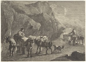 Klippelandskab med hyrder af Cornelis Visscher (II)