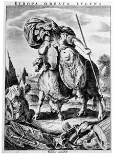 Allegorisk syn på Europa, begyndelsen af det 17. århundrede 1926. af Cornelis Visscher