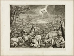 Englen sætter fart på Abraham af Cornelis Visscher