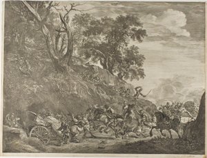 Angreb på en konvoj af Cornelis Visscher