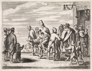 Mand bundet til et æsel Genrescener (serietitel) af Cornelis de Wael