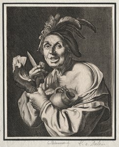 En mand med en skinke, bare skåret af Cornelis van Dalen