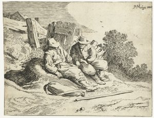 Bønder ved siden af ​​vejen Fire landskaber (serietitel) af Cornelis van Kittensteyn (attributed to)