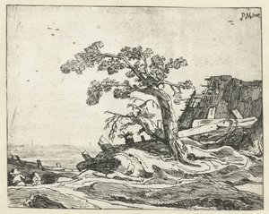 Landskab med træ Fire landskaber (serietitel) af Cornelis van Kittensteyn (attributed to)