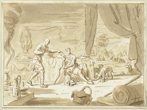 Esau sælger sin førstefødselsret til Jakob af Cornelis van Noorde