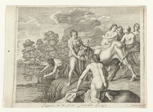 Jupiter spiller skak i Europa Metamorphoses of Ovid (serietitel) af Cornelis van Poelenburch (possibly)