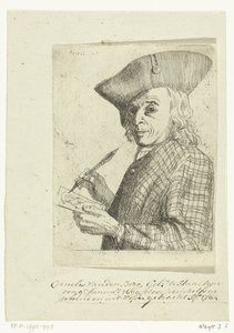 Selvportræt med pen og tegning af Cornelis van den Berg