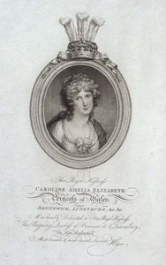 Hendes Kongelige Højhed, Caroline Amelia Elizabeth, prinsesse af Wales (1768-1821), graveret af P. Sintzenich af Cornelius (after) Hoyer