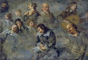 Studier af mandlige hoveder af Schut, Cornelis (1597-1655)