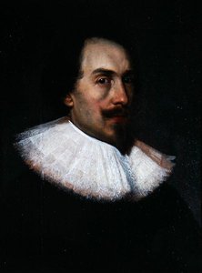 Ukendt herre i hvid krave (olie på panel) af Cornelius Jansen