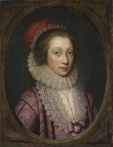 Portræt af en kvinde, muligvis Elizabeth Boothby, 1619 af Cornelius Janssen van Ceulen