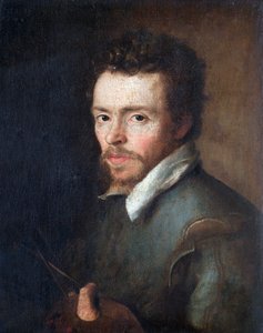 Selvportræt af en ukendt maler med palet og pensler, 1596 af Cornelius Ketel