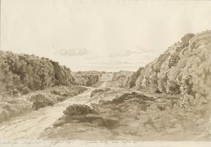 Chillington Hall: sepia-tegning, 1820 af Cornelius Varley