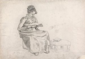 Pige læser en bog af Cornelius Varley