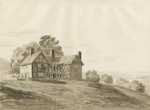 Patshull Park - Lodge: sepia vask tegning, august 1820