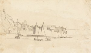 Små både i havnen af Cornelius Varley