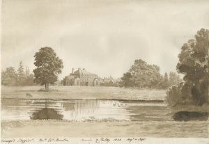 Somerford Hall: sepia tegning af Cornelius Varley