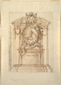 Tegning, Design til et monument, ca. 1750 af Corrado Giaquinto