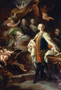 Den italienske kastrat Carlo Farinelli (Carlo Broschi, dit; 1705 - 1782), ved Filip II af Spaniens hof, iført den hvide frakke af Calatrava-ordenen. Maleri af Corrado Giaquinto (1703-1766), Civic Museum of Bibliographic Music, Bologna.