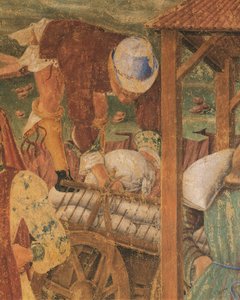 Købmand på arbejde, detaljer fra Triumph of Ceres, scene fra august måned, tilskrevet Cosimo Tura