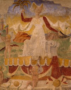 Triumf af Ceres, scene fra august måned, tilskrevet Cosimo Tura (ca. 1430-1495) og Mester af Ercole, fresco, nordvæg, Hall of Months, Palazzo Schifanoia (Glædens Palads), Ferrara, Detail, Italien, ca. 1470