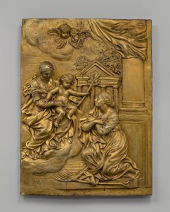 Jomfruen og barnet viser sig for Saint Martina, ca. 1650. af Cosimo Fancelli