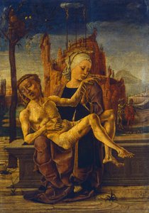 Pieta af Cosme Tura (ca 1430 - 1495), olie på træ, 48x33 cm, ca 1460