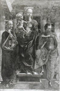 Jomfruen og barnet med Maria Magdalene og Sankt Hieronymus af Cosimo Tura