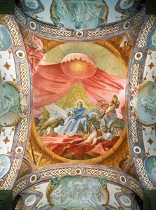 Klosteret Saint Emmeran, siden 1812 residens for fyrsterne Thurn und Taxis: Loftsfresko i biblioteket, Kong Salomon ... (fresko)