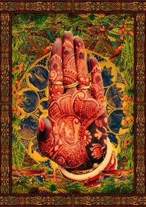 Udsmykket Mehndi-hånd