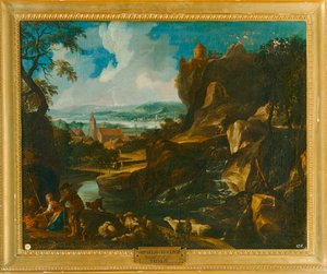 "Landskab med landsby