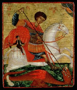 Ikon af St. George og dragen (bladguld og tempera på panel)