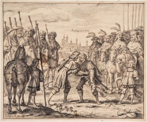 Christian I møder Prins Maximilian ved Rothenburg ob der Tauber i 1474 af Crispijn de Passe