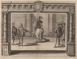 Ludvig XIII til hest, modtager undervisning af Crispijn de Passe II