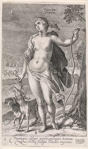 Aften Vesper Dianæ (titel på objekt) De fire gange på dagen (serietitel) af Crispijn van de Passe (I)