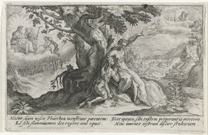 Clymene og Phaëthon Metamorfosen van Ovidius (serietitel) af Crispijn van de Passe (I)