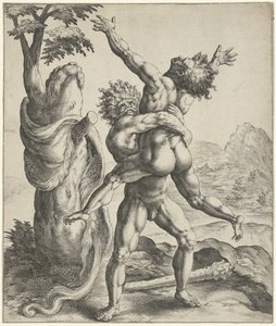 Hercules kæmper med Antaeus af Crispijn van de Passe (I)