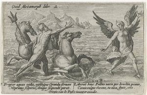 Neptun rækker ud efter Coronis Metamorphoses of Ovid (serietitel) af Crispijn van de Passe (I)