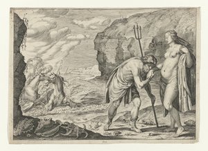 Neptun i Caen Metamorfosen van Ovidius (serietitel) af Crispijn van de Passe (II) (attributed to)