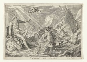 Neptunus mødt af tritoner Metamorfosen van Ovidius (serietitel) af Crispijn van de Passe (II) (attributed to)