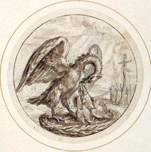 A Pelican in her Piety, tidligt i det 17. århundrede (pen & brunt blæk med brun vask)