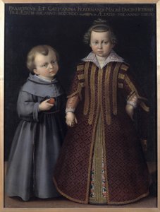 Portræt af Francis og Catherine de Medicis (Francesco et Caterina de Medici), børn af Ferdinand (olie på lærred)