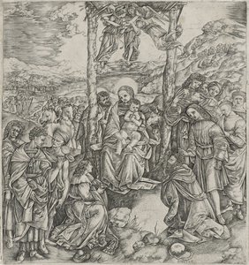 Tilbedelse af Magi (gravering på papir)